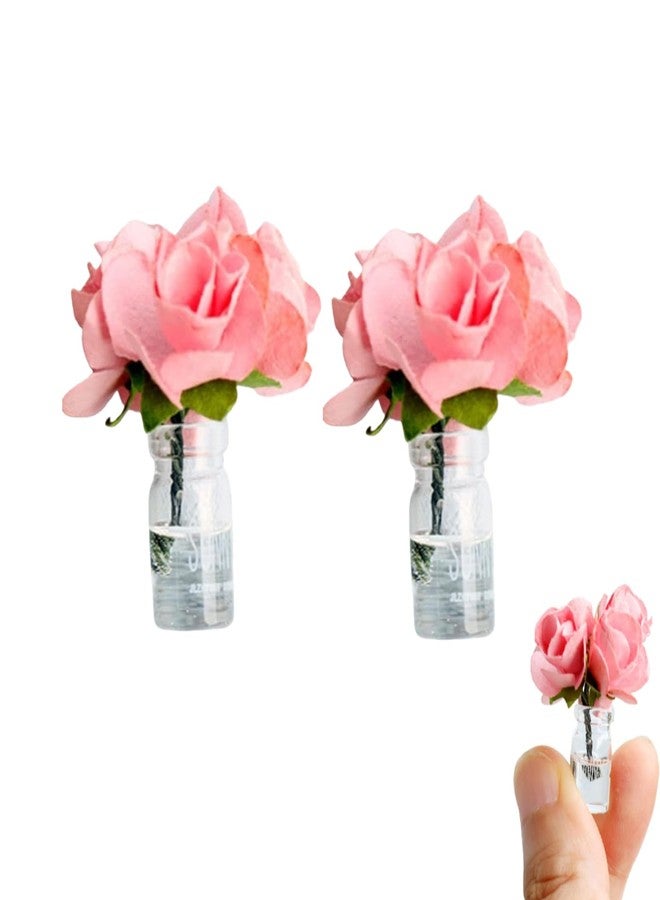 BWESOO 2Pcs Mini Dollhouse Miniature Vase Micro Landscape Colorful Flower Glass Bottle Miniature Decoration for 1:12 Scale Dollhouse Scene Props Décor Accessoriesecor (Pink) - Image 1